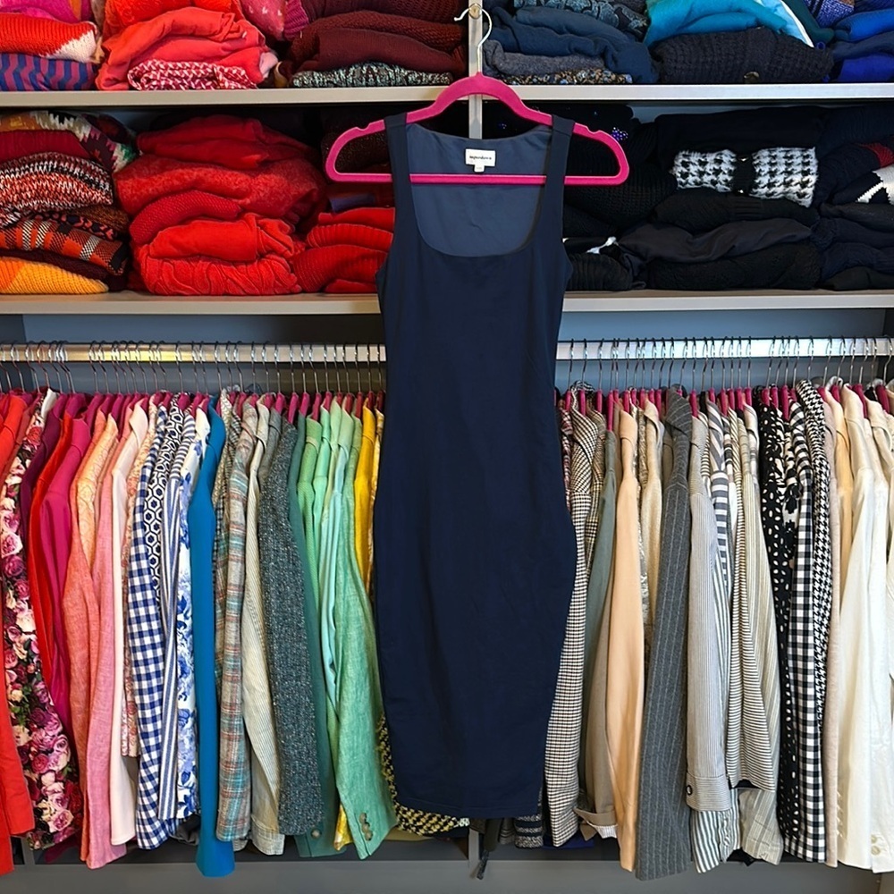 Superdown navy sleeveless scoop neck size zipper closure bodycon dress size XXS